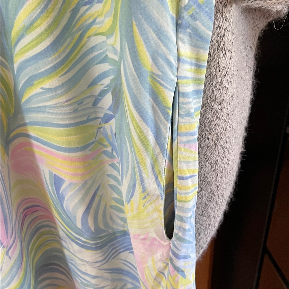 Stella Parker Women Tropical Dress Pink Blue Green 2 Pocket Size Large - Picture 4 of 7